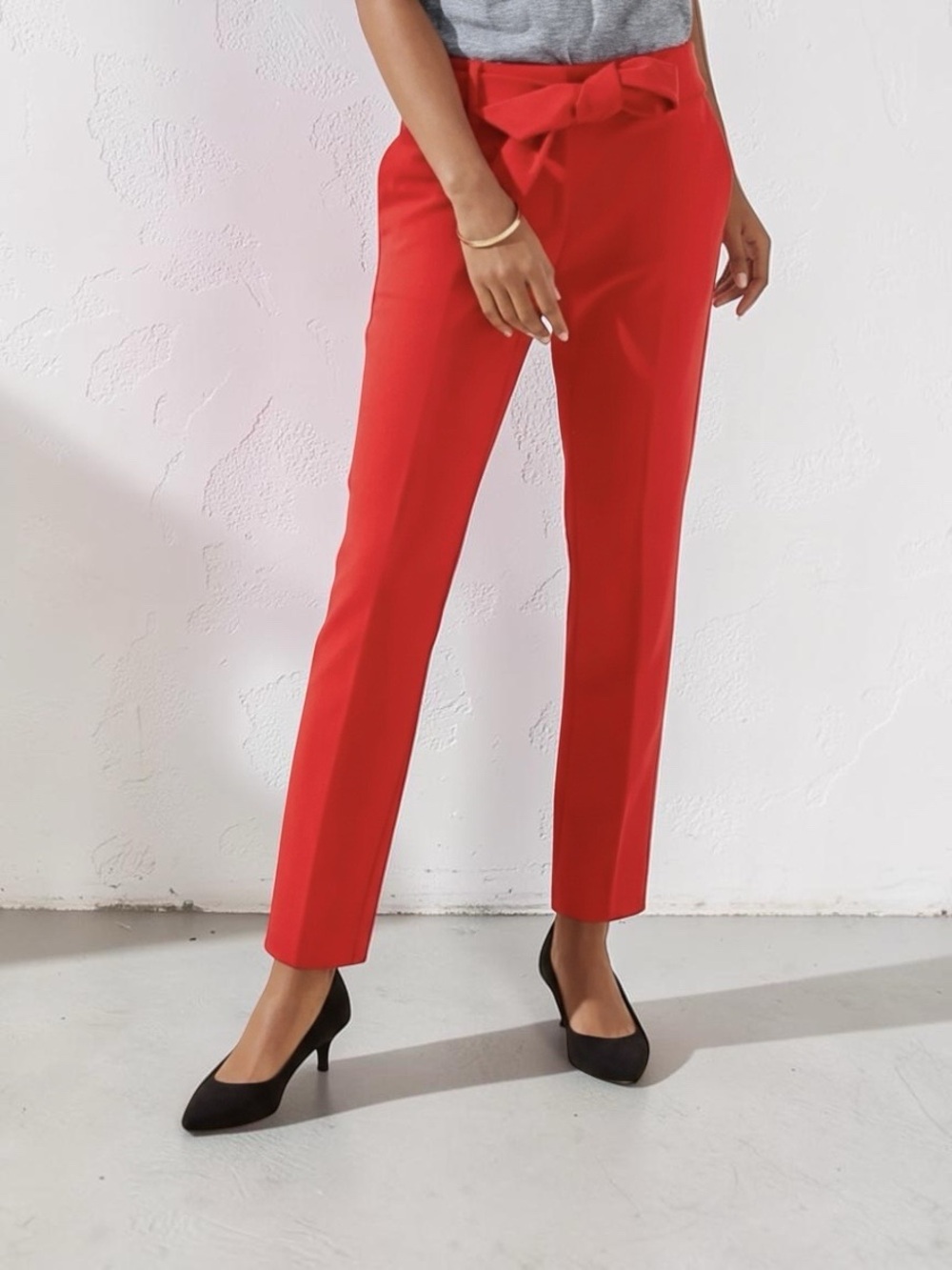LOFT Marisa Slim Tie Waist Ankle Pant Dress Pants Red Size 16 Career Holiday